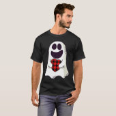 Funny Ghost Hugging Red Hearts Plaid buffalo Valen Tシャツ (正面フル)