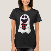 Funny Ghost Hugging Red Hearts Plaid buffalo Valen Tシャツ (正面)