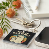 Funny Ghost "This Is Boo Sheet" Retro Halloween キーホルダー (正面右)