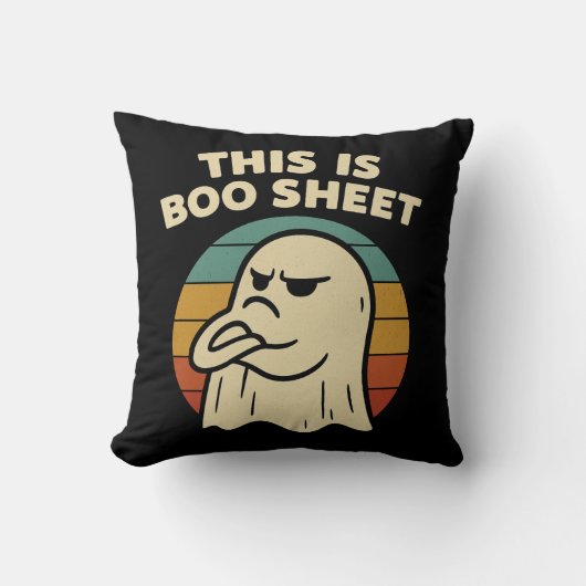 Funny Ghost "This Is Boo Sheet" Retro Halloween クッション (正面)