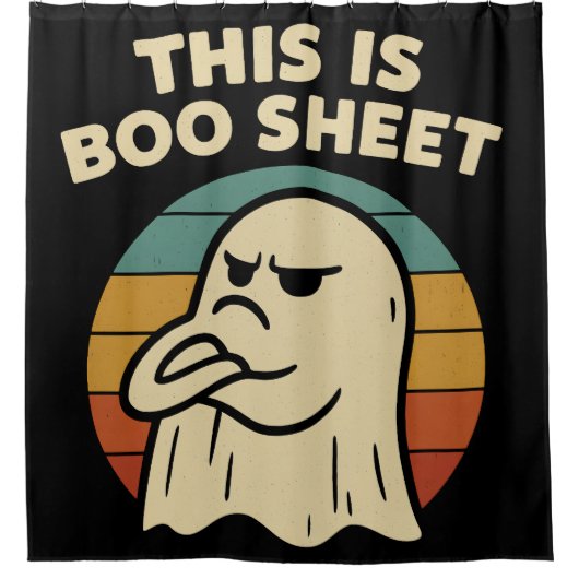 Funny Ghost "This Is Boo Sheet" Retro Halloween シャワーカーテン (正面)