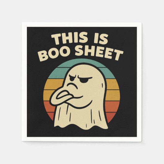 Funny Ghost "This Is Boo Sheet" Retro Halloween スタンダードカクテルナプキン (正面)