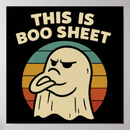 Funny Ghost "This Is Boo Sheet" Retro Halloween ポスター