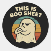 Funny Ghost "This Is Boo Sheet" Retro Halloween ラウンドシール (正面)