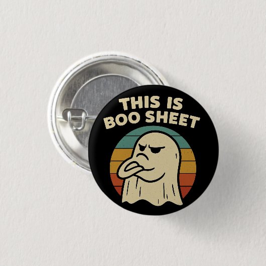 Funny Ghost "This Is Boo Sheet" Retro Halloween 缶バッジ (正面&裏面)