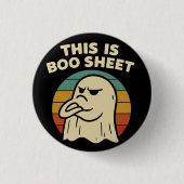 Funny Ghost "This Is Boo Sheet" Retro Halloween 缶バッジ (正面)