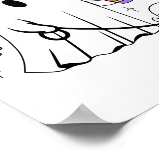 Funny Ghost Walking Dog Spooky Ghost Coffee Hallow ポスター (角)