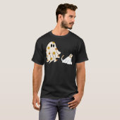 Funny Ghost Walking Dog Spooky Season Halloween Fl Tシャツ (正面フル)