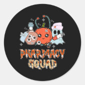 Funny Ghost Witch Pumpkin Pills Pharmacy Squad Hal ラウンドシール (正面)