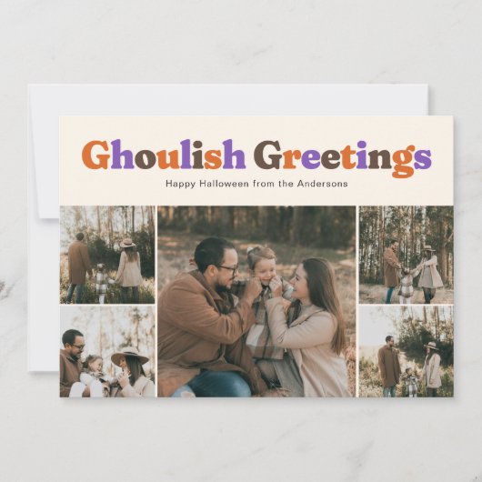 Funny Ghoulish Greetings Halloween Photo シーズンカード (正面)
