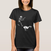 Funny Ghound Running Skeleton Halloween  Tシャツ (正面)