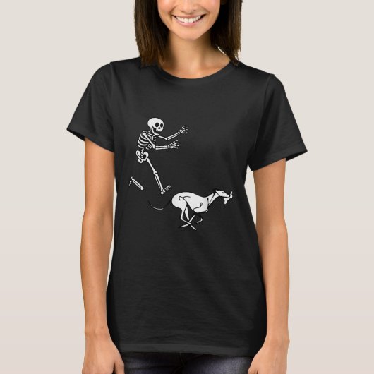 Funny Ghound Running Skeleton Halloween  Tシャツ (正面)