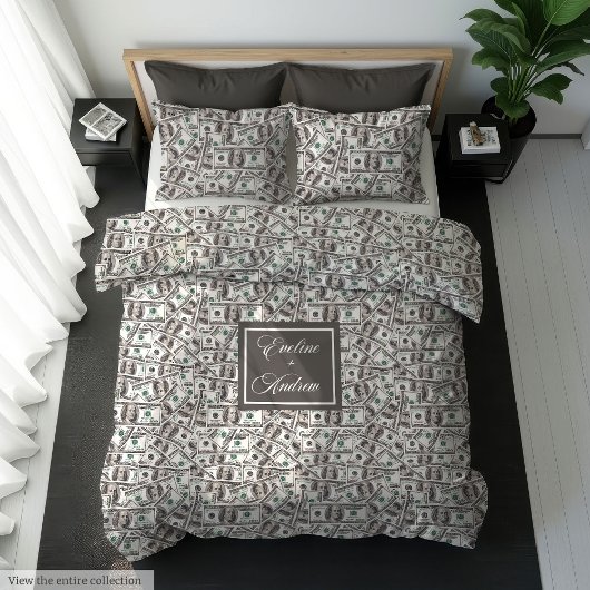 Funny gift modern dollar pattern personalized name バスタオルセット