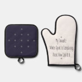 Funny Gift Quote My Favourite Winter Sport Decor 鍋つかみ&鍋敷きセット (正面)
