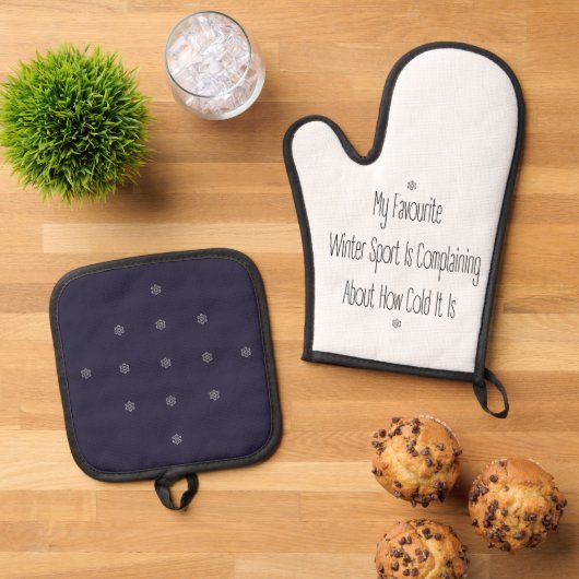Funny Gift Quote My Favourite Winter Sport Decor 鍋つかみ&鍋敷きセット (トップダウン)
