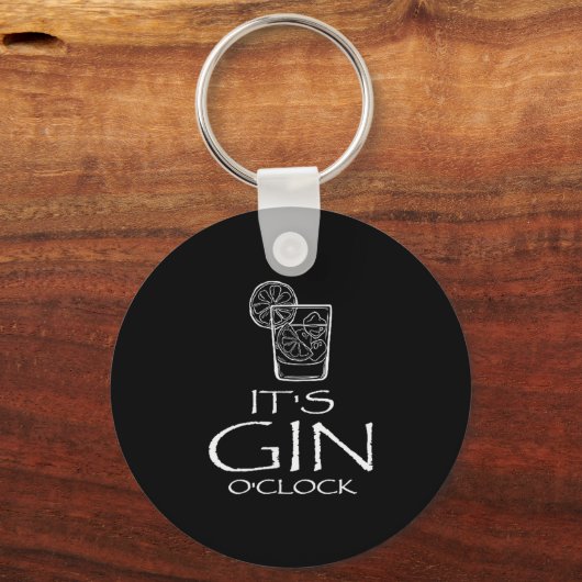 Funny Gin Tonic Saying Oh It's Gin O'clock  キーホルダー (正面)
