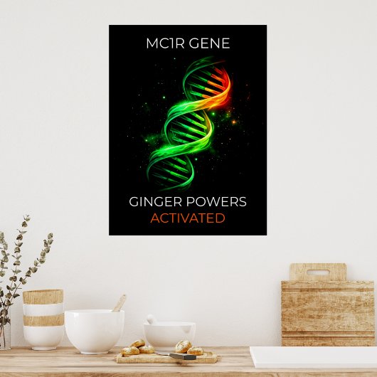 Funny Ginger Powers Activated Redhead DNA Wall Art ポスター (キッチン)