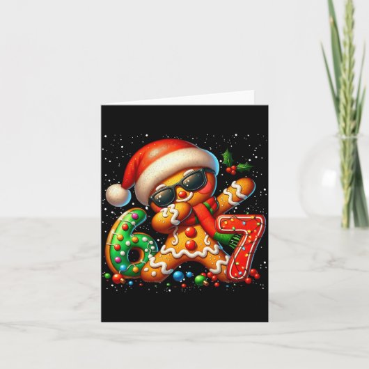 Funny Gingerbread Dabbing Six Seven 67 Meme Christ カード (正面)