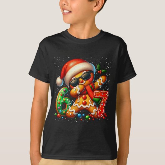Funny Gingerbread Dabbing Six Seven 67 Meme Christ Tシャツ (正面)