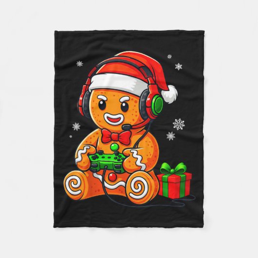 Funny Gingerbread Gaming Pjs Pajamas Christmas Xma フリースブランケット (正面)