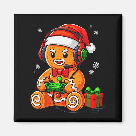 Funny Gingerbread Gaming Pjs Pajamas Christmas Xma マグネット (正面)