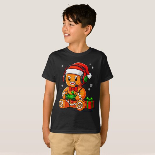 Funny Gingerbread Gaming Pjs Pajamas Christmas Xma Tシャツ (正面フル)