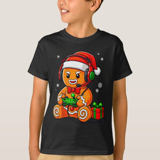 Funny Gingerbread Gaming Pjs Pajamas Christmas Xma Tシャツ (正面)
