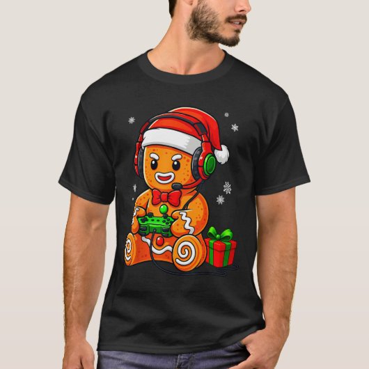 Funny Gingerbread Gaming Pjs Pajamas Christmas Xma Tシャツ (正面)