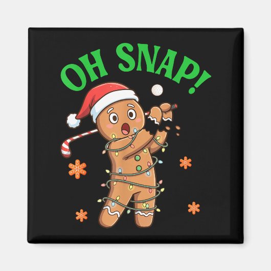 Funny Gingerbread Golf Christmas Cookie Oh Snap Sa マグネット (正面)