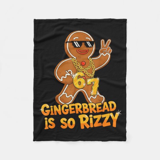 Funny Gingerbread Is So Rizzy Christmas 67 Gen Alp フリースブランケット (正面)