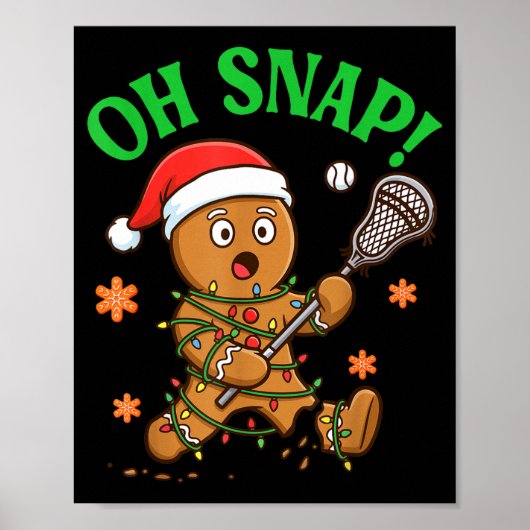 Funny Gingerbread Lacrosse Christmas Cookie Oh Sna ポスター (正面)