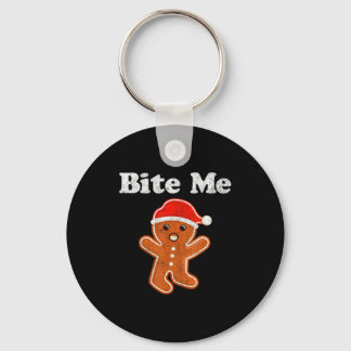 Funny Gingerbread Man Bite Me Christmas Cookie Cos キーホルダー