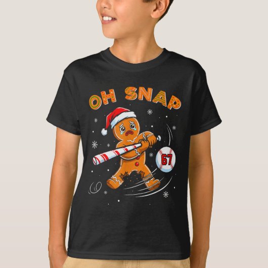 Funny Gingerbread Man Oh Snap 67 Baseball Meme Fun Tシャツ (正面)