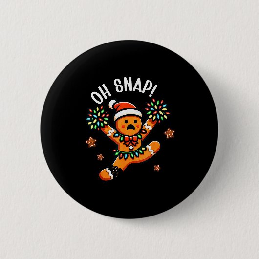 Funny Gingerbread Man Pajamas &amp; Pjs Xmas Holid 缶バッジ (正面)