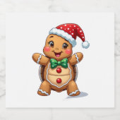 Funny Gingerbread Man Turtle Christmas Womens Mens スパークリングワインラベル (シングルラベル)
