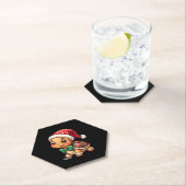 Funny Gingerbread Man Turtle Christmas Womens Mens ペーパーコースター (インサイチュ)
