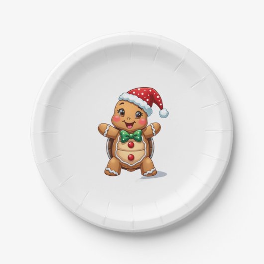 Funny Gingerbread Man Turtle Christmas Womens Mens ペーパープレート (正面)