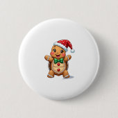 Funny Gingerbread Man Turtle Christmas Womens Mens 缶バッジ (正面)