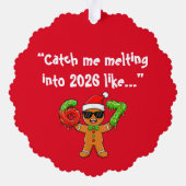 Funny Gingerbread “Melting into 2026” Ornament オーナメントカード (裏面)