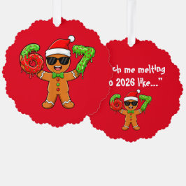 Funny Gingerbread “Melting into 2026” Ornament オーナメントカード