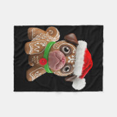 Funny Gingerbread Pug Christmas Womens Mens Kids D フリースブランケット (正面(横))