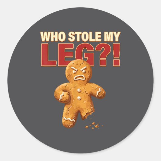 Funny Gingerbread Pun Cookies Who Stole My Leg Coo ラウンドシール (正面)