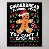 Funny Gingerbread Running Team Ugly Christmas Swea ポスター (正面)