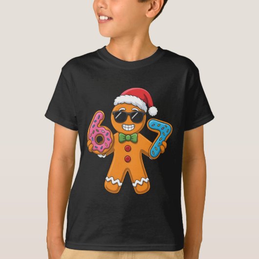 Funny Gingerbread Six Seven 67 Ice Cream Christmas Tシャツ (正面)