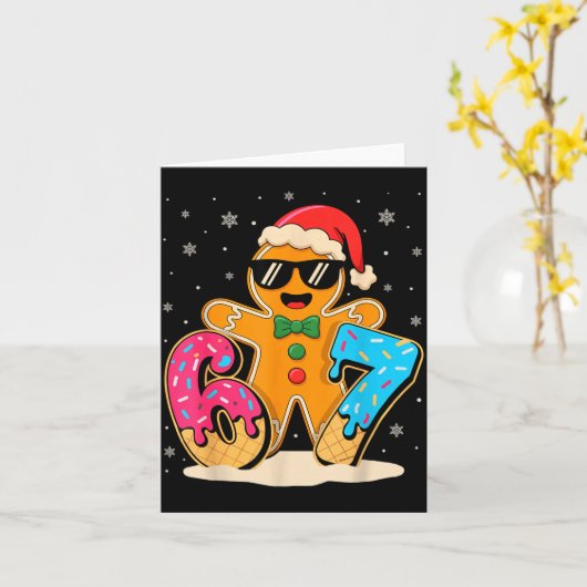 Funny Gingerbread Six Seven 67 Ice Cream Drip Chri カード (黄色い花)