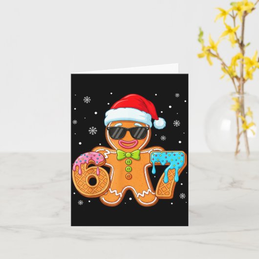 Funny Gingerbread Six Seven 67 Ice Cream Drip Chri カード (黄色い花)