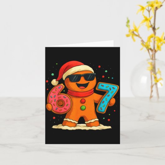 Funny Gingerbread Six Seven 67 Ice Cream Drip Chri カード (黄色い花)