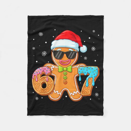 Funny Gingerbread Six Seven 67 Ice Cream Drip Chri フリースブランケット (正面)