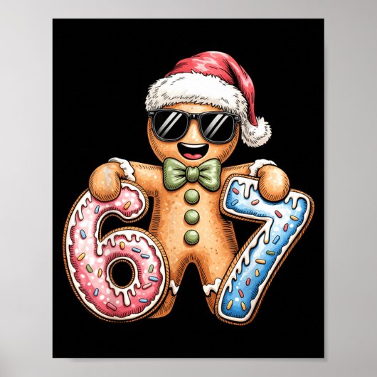 Funny Gingerbread Six Seven 67 Ice Cream Drip Chri ポスター (正面)
