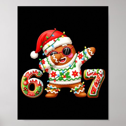 Funny Gingerbread Six Seven 67 Ice Cream Drip Chri ポスター (正面)